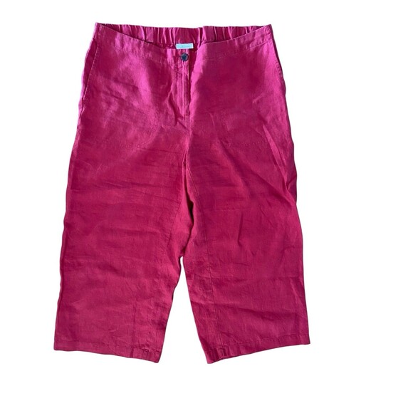 J Jill 100% Linen Wide Leg Pull On Crop Pants Size XL Nantucket Red Lagonlook - Picture 1 of 9